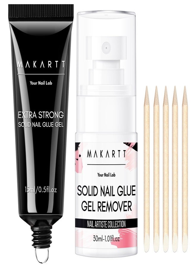 Makartt Nail Glue and Remover Kit: Super Strong Solid Gel for Press on Tips, 30ml Glues Remover for Easy Polish Removal, Nails Art Supplies for Salon and Home Use - Image 1